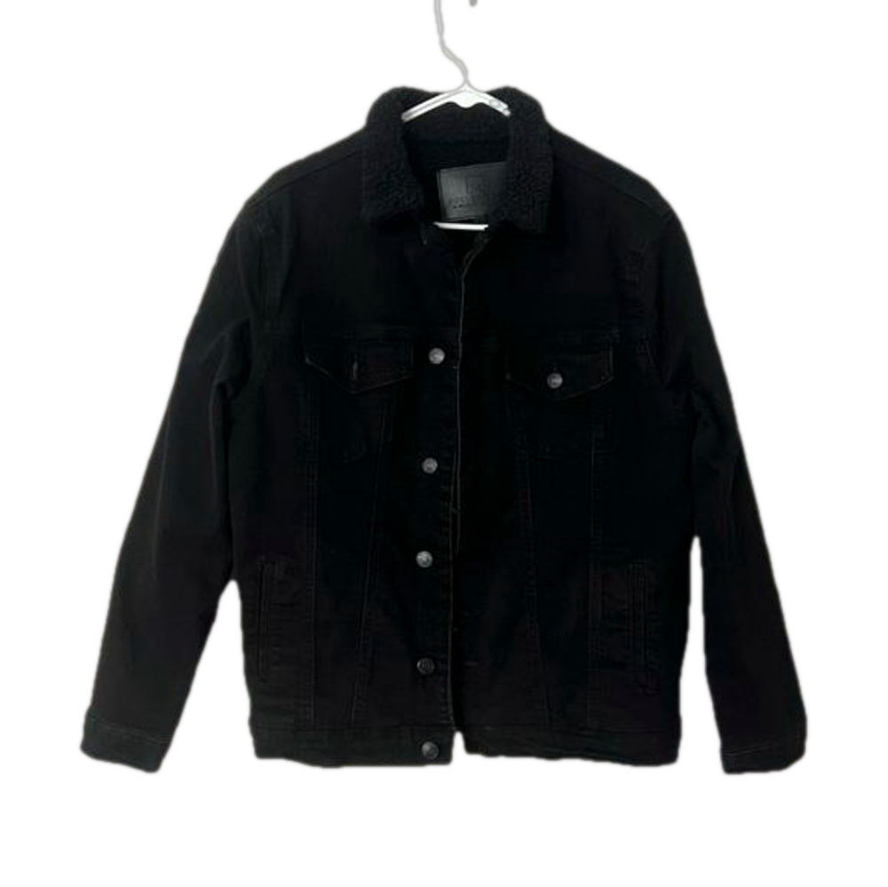 MICHAEL STRAHAN Black Denim Sherpa Unisex with Pockets Jacket in Size Me…